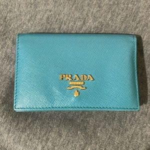 Prada Saffiano Leather Card Holder with Snap Closure